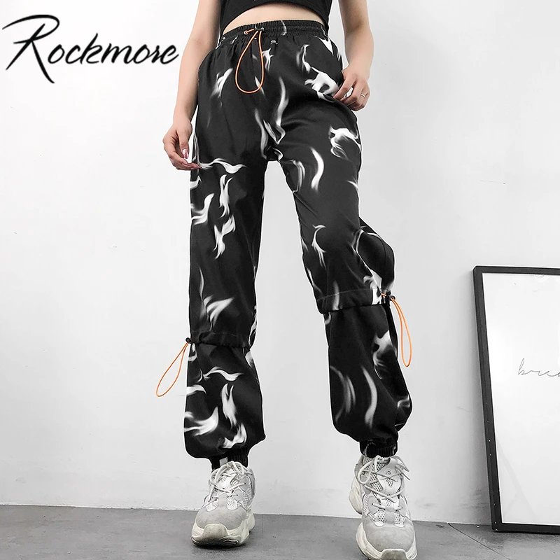 

Rockmore Patchwork Tie Dye Wide Leg Cargo Pants Women Cool High Waist Streetwear Harem Pocket Trousers Loose Pants Femme Casual