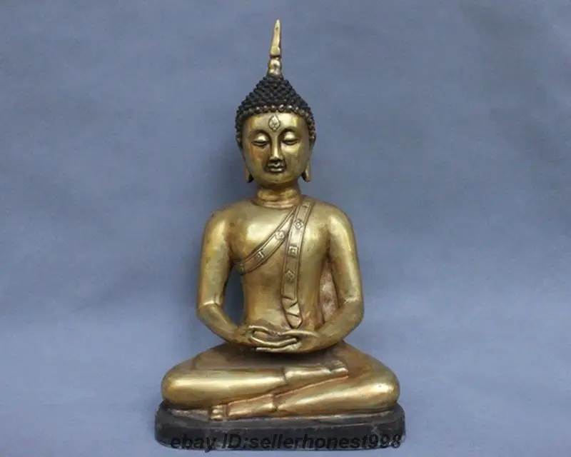 

17 Thai Buddhism joss Ayutthaya Shakyamuni Buddha Bronze Gilded Buddha Statue 5.19