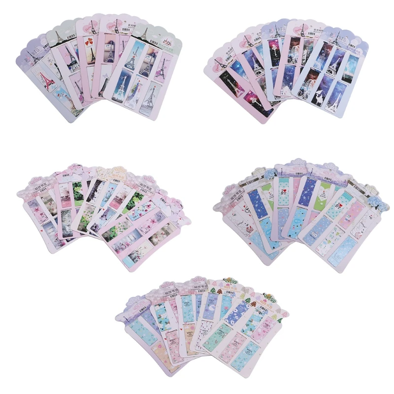 

6Pcs/lot Flower Magnetic Paper Bookmarks Note Memo Stationery Book Mark Bookworm School Supplies