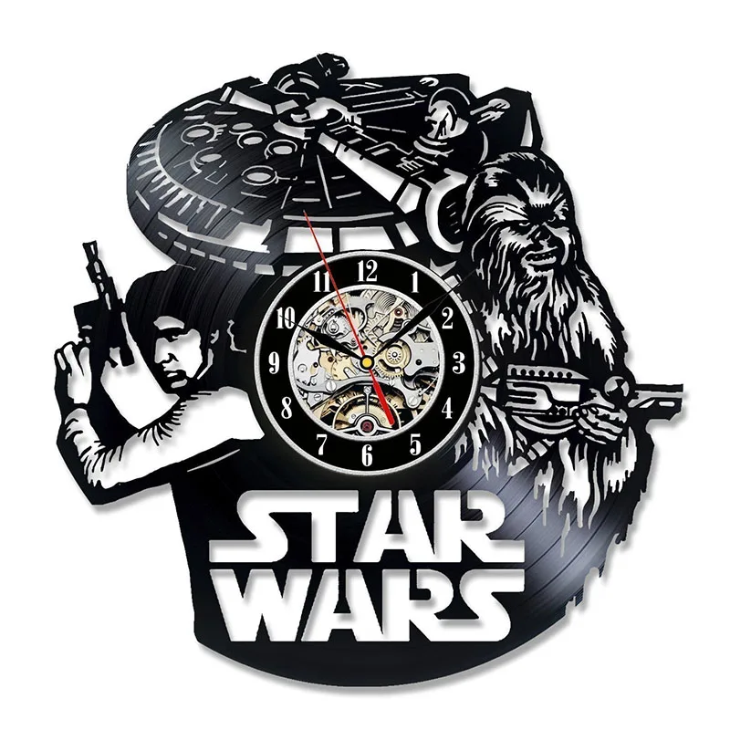 Han Solo Art Star Wars Gift Vinyl Record Wall Clock Fan Black Room Decor Idea