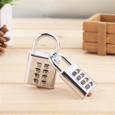 

Blind Person Push Button Combination Padlock Silver Number Luggage Travel Code Lock Travel Accessories