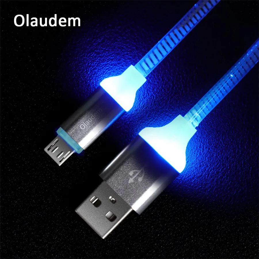 Olaudem светодиодный LED Micro USB кабель для передачи данных Шнур зарядный 1 м Планшеты