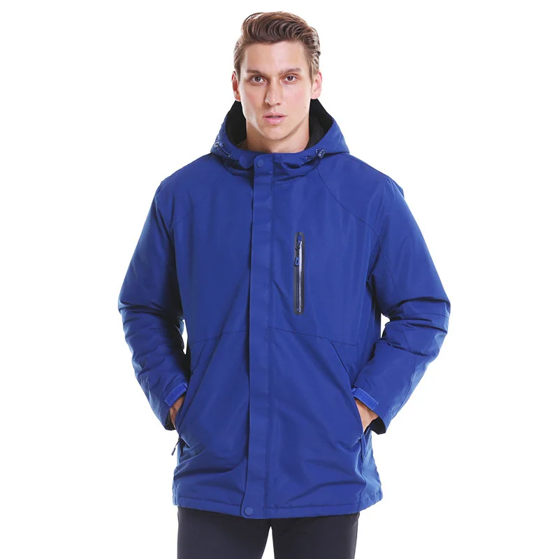Winter Outdoor USB Infrared Heating Jacket Electric Thermal Clothing Coat For Sports Climbing Hiking Skiing Waterproof Jacket - Цвет: Men Blue