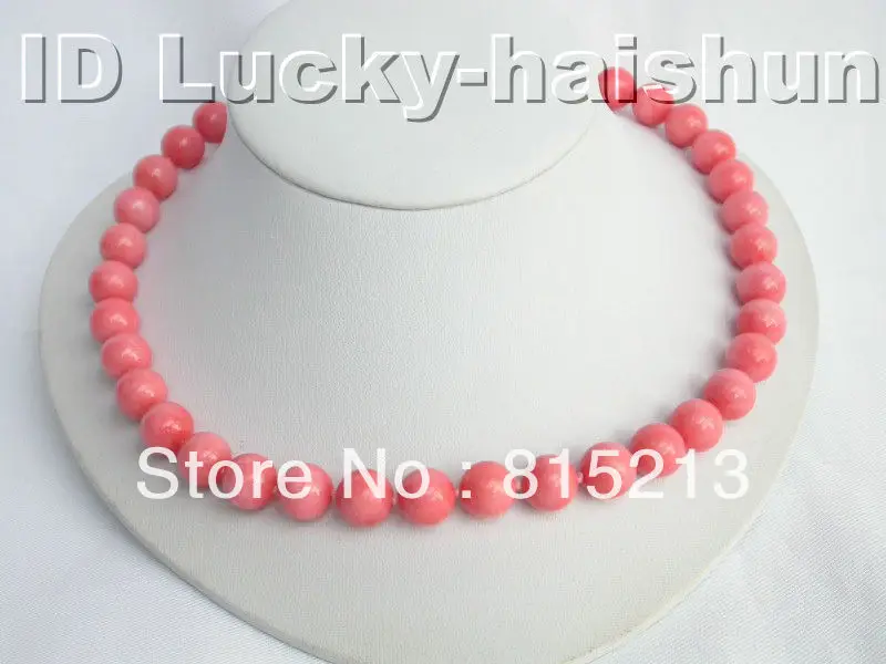 

ddh008 GENUINE 100% NATURAL 11MM ROUND PINK CORAL NECKLACE 14K