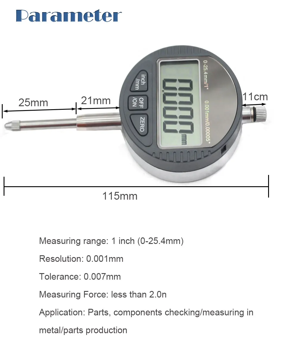 1 дюйм(0-25,4 мм) электронный цифровой микрометр датчик ЖК-дисплея 0,001 мм Электронный индикатор циферблата цифровой циферблат датчик микрометр