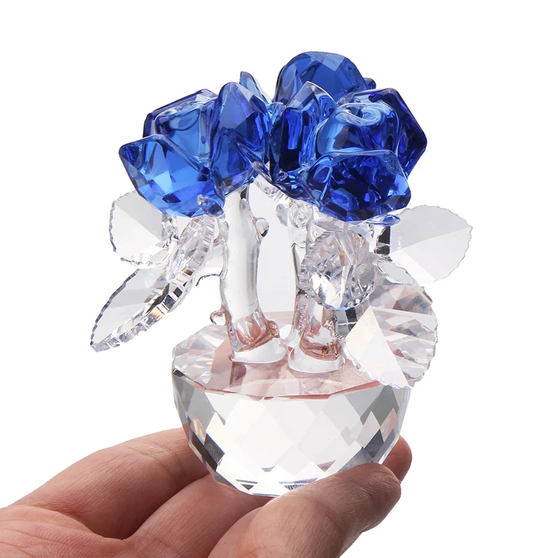 Kiwarm New Crystal Cut Glass Flower Decoration 70 x 55mm Figurines Rose