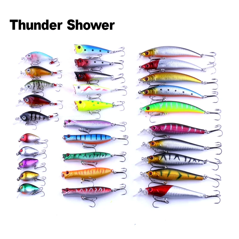 

ThunderShower Isca Artificial Kit 30pcs Surface Half Water Fishing Bait