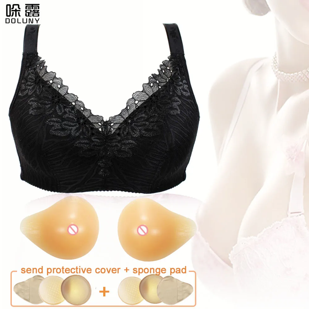 Vollence One Piece Teardrop Silicone Breast Forms Mastectomy Fake Boobs Bra  Enhancer Inserts Concave Bra Pads