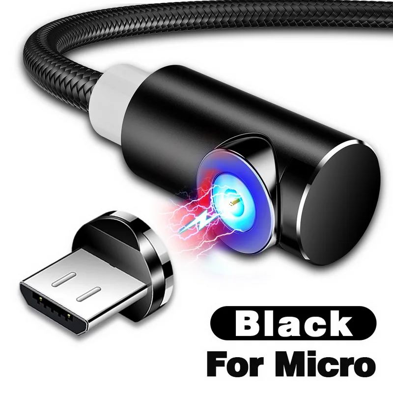 For Micro USB Black INIU 2 м Магнитный кабель Micro Тип usb C Зарядное устройство для зарядки для iPhone XS X XR 8 7 samsung S8 магнит Android телефонный кабель Шнур - Цвет: For Micro USB Black