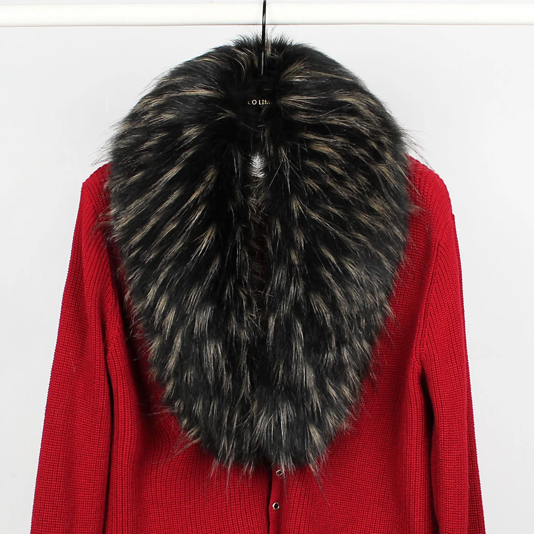 Зимний теплый шарф для женщин, меховая шаль с капюшоном, меховой декор для курток, разноцветные женские меховые шарфы, пальто с воротником из искусственного меха А4 - Цвет: Black Eel