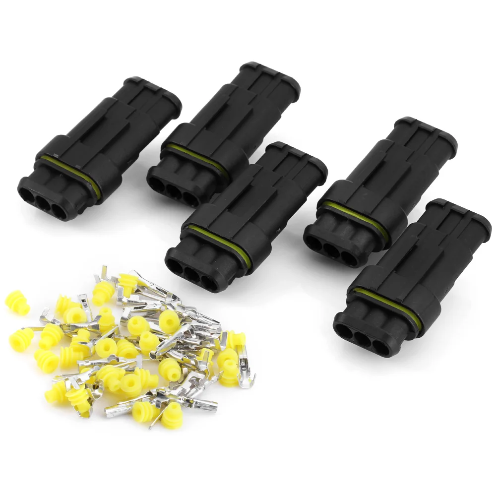 

5 Sets Kit 3 Pin Way Waterproof Electrical Wire Connector Plug