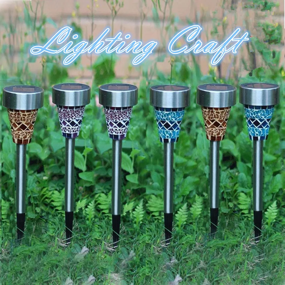 The new Solar lamps Power Mosaic LED Garden Light Stainless Steel Pieces Of Energy Outdoor Lamp For Lawn SunAK5019A | Лампы и