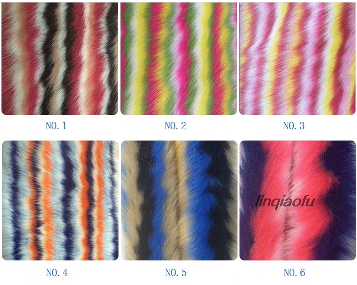 

High-grade imitation rainbow fur four-color jacquard imitation animal hair plush fabric