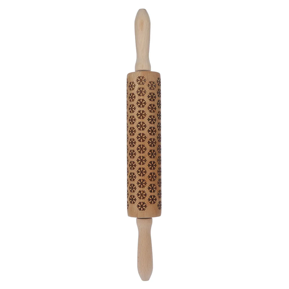 

Christmas Rolling Pin Engraved Carved Wood Embossed Rolling Pin Kitchen Tool Rouleau a patisserie Rolo de massa Baking tools 18O