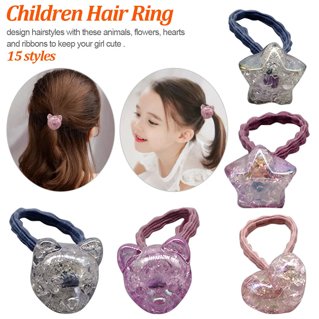 

De-lovely Crystal ball Elastic Hair Bands for Girls Small Ribbon Hair Clips Kids Hair Accessories Hair Rope Pins Head wear