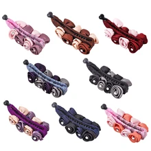 

M MISM Women Double Color Rose Banana Hair Clips Yarn Rhinestone Elegant Hairgrips High Quality Vintage Folder Hairpins Barrette