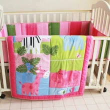 Комплект детского постельного белья из 6 предметов, розовый лист, животные, детское одеяло, бампер, простыня, юбка для детской кроватки, детские товары, Комплект постельного белья для кроватки, Комплект постельного белья