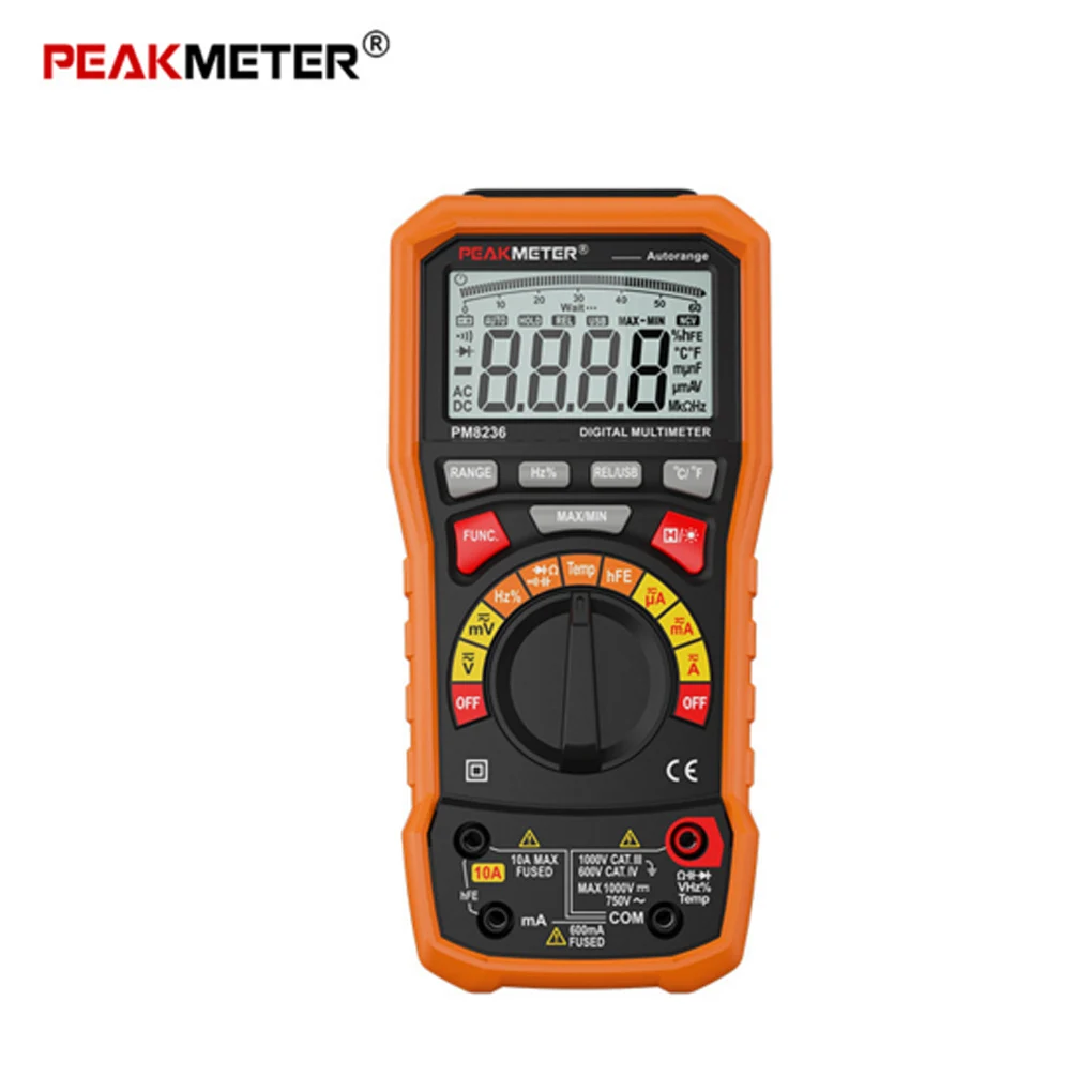 

PEAKMETER PM8236 Professional Auto manual Range Digital Multimeter T-RMS / USB 1000V Temperature capacitance frequency Test