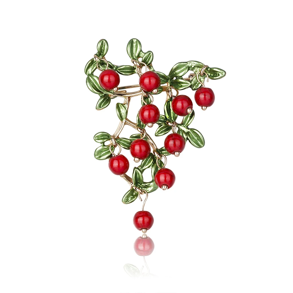 

New Fashion Vintage Fruit Brooch Red Fruit Plant Brooches Elegant Brooch Pin Wedding Party Jewelry Accessories For Lady 2019