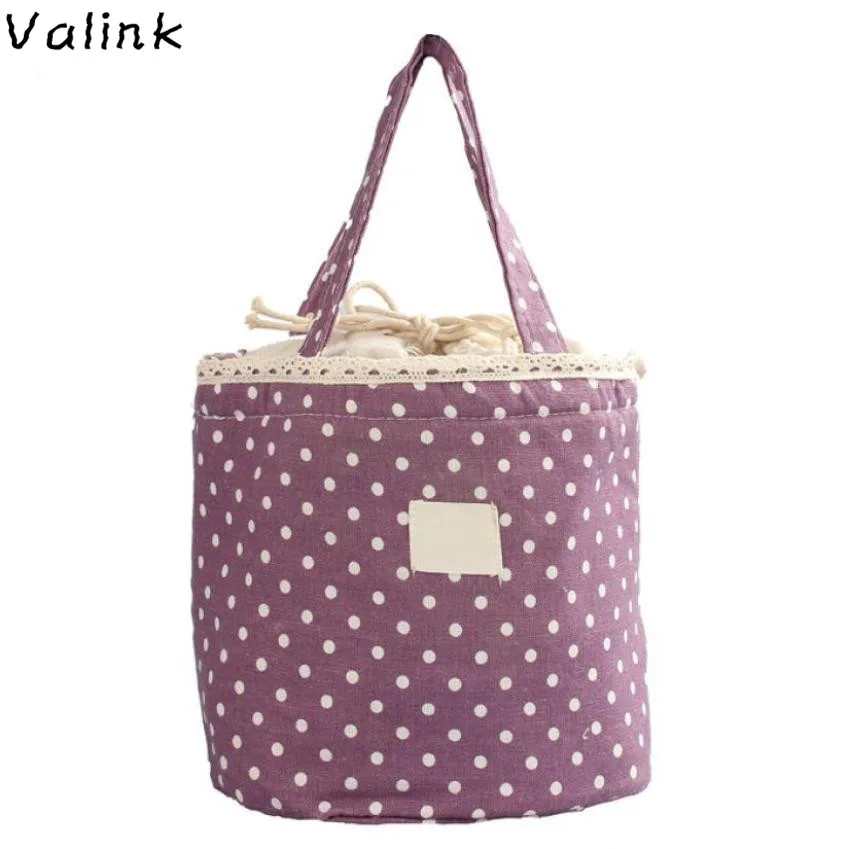 

Valink 2018 New Insulation Lunch Bag Portable Dot Pattern Lunch Box Tote Cooler Bag Lancheira Student Lunch Bags Bolsa Termica