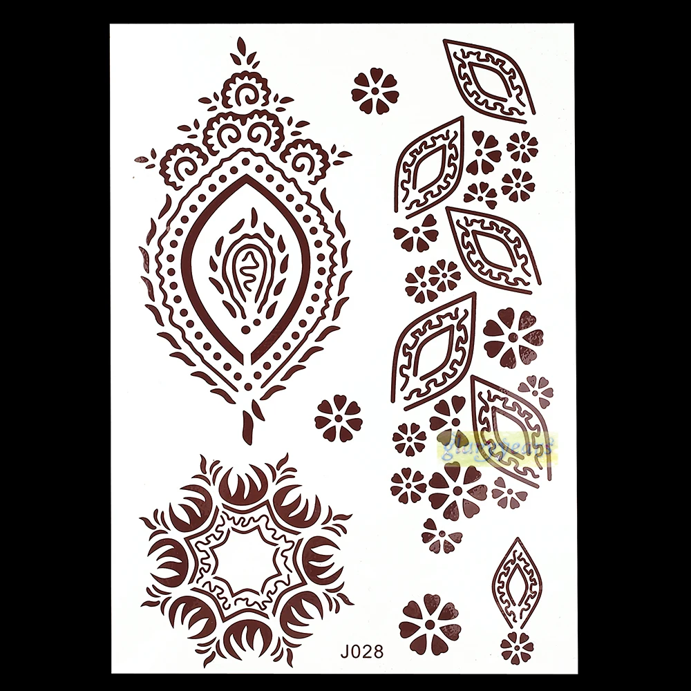 071 30 De Réduction1 Pc Flash Métallique étanche Tatouage Femmes Brun Encre Mehndi Henné Brj028 Doigt Main Jambe Henné Fleur Temporaire Tatouage