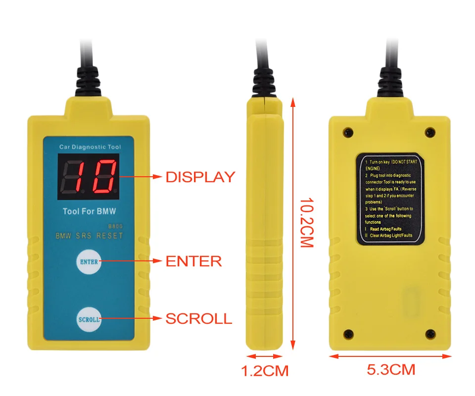 B800 SRS сканер для подушек безопасности Сброс OBD2 диагностический инструмент для BMW Fit E36 E46 E34 E38 E39 автомобильный инструмент для ремонта подушки безопасности автомобиля