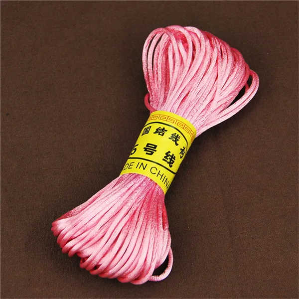 2 мм 20 м атласный шелк китайский узловой шнур оплетенный шнур для изготовления ювелирных изделий Бисероплетение веревка DIY соска цепь аксессуары - Цвет: Pink