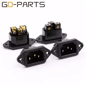

GD-PARTS IEC320 C14 3pin Male Power Socket Plug Gold Rhodium Plated Brass Power Cord Inlet Receptacle Sold Free