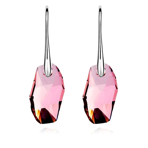 Женские длинные серьги капли с австрийскими кристаллами Swarovski цвет белый золотой