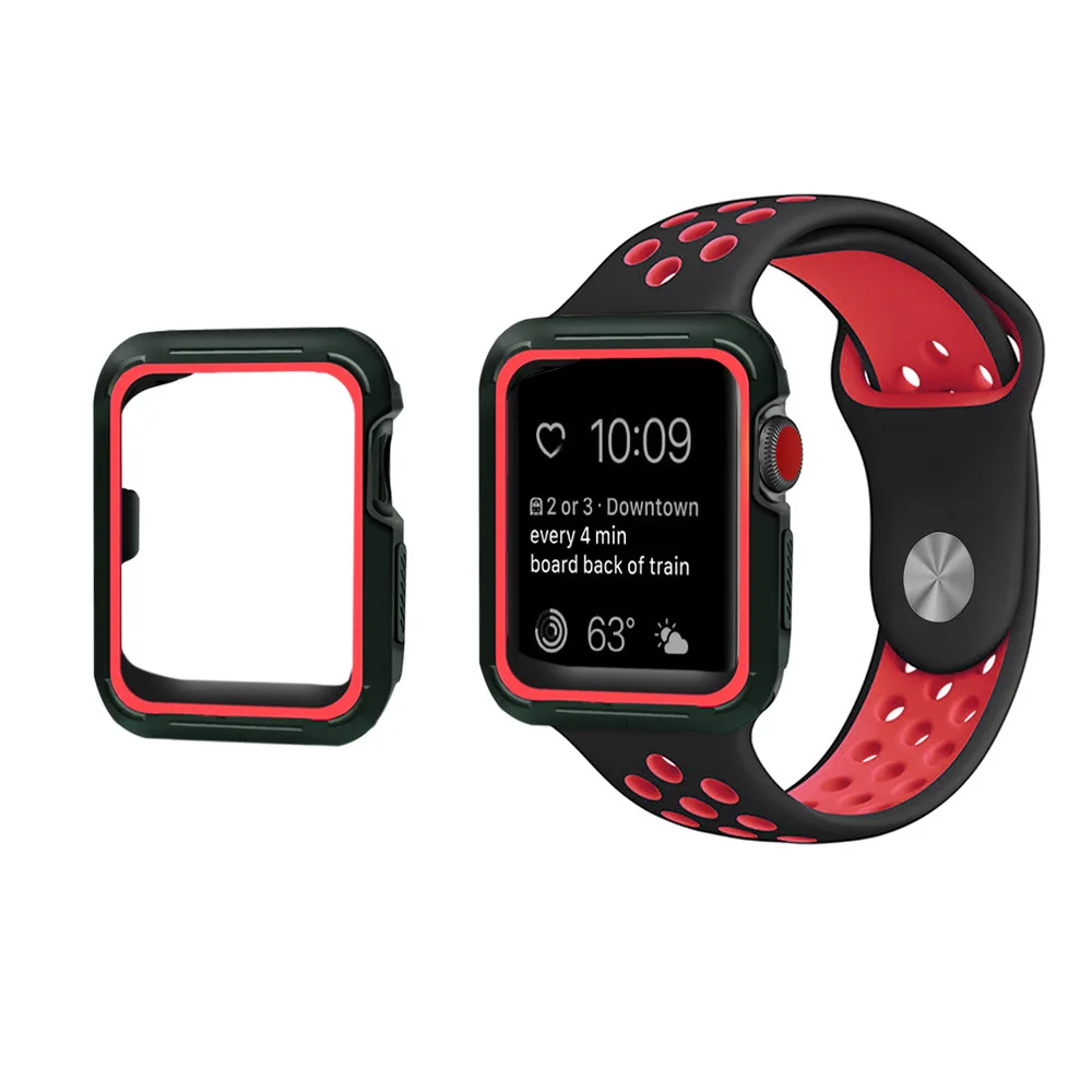 Силиконовый спортивный двухцветный Bumer чехол для Apple Watch Series 4 44 мм 40 мм защитная рамка для iWatch 4 44 мм 40 мм ремешок