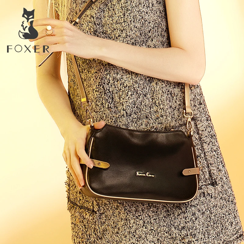 FOXER, Брендовая женская сумка-Кроссбоди из натуральной кожи и сумки через плечо, женская сумка-мессенджер, женские модные маленькие сумки