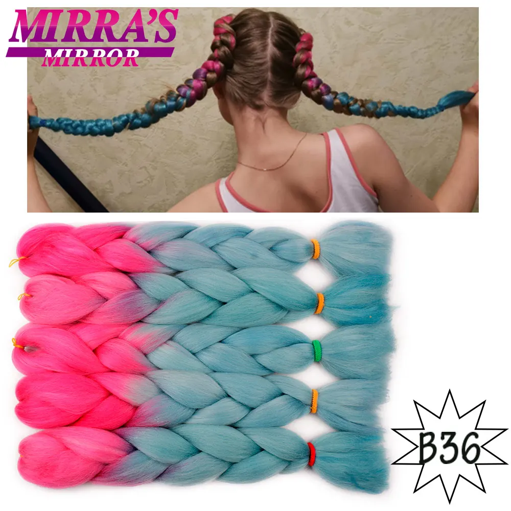 Mirra's зеркало плетение волос длинные, радужной расцветки косички синтетические крючком волосы розовый синий блонд зеленый