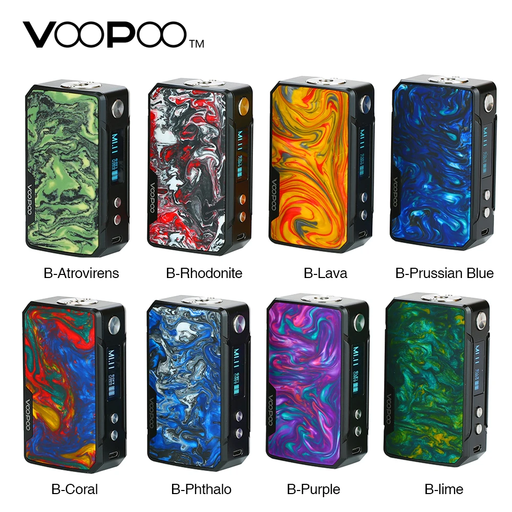 Beste Originele Voopoo Slepen 157W Tc Doos Mod Temperatuurregeling E Sigaret 157W 18650 Doos Mod Vape Pro 0.05 3.0 Coil Vs Slepen 2 Mini