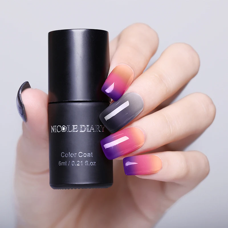 

6ml NICOLE DIARY Thermal Nail UV Gel Polish Temperature Sensitive Nail UV LED Gel Color-changing Manicure Nail Art Gel Lamp