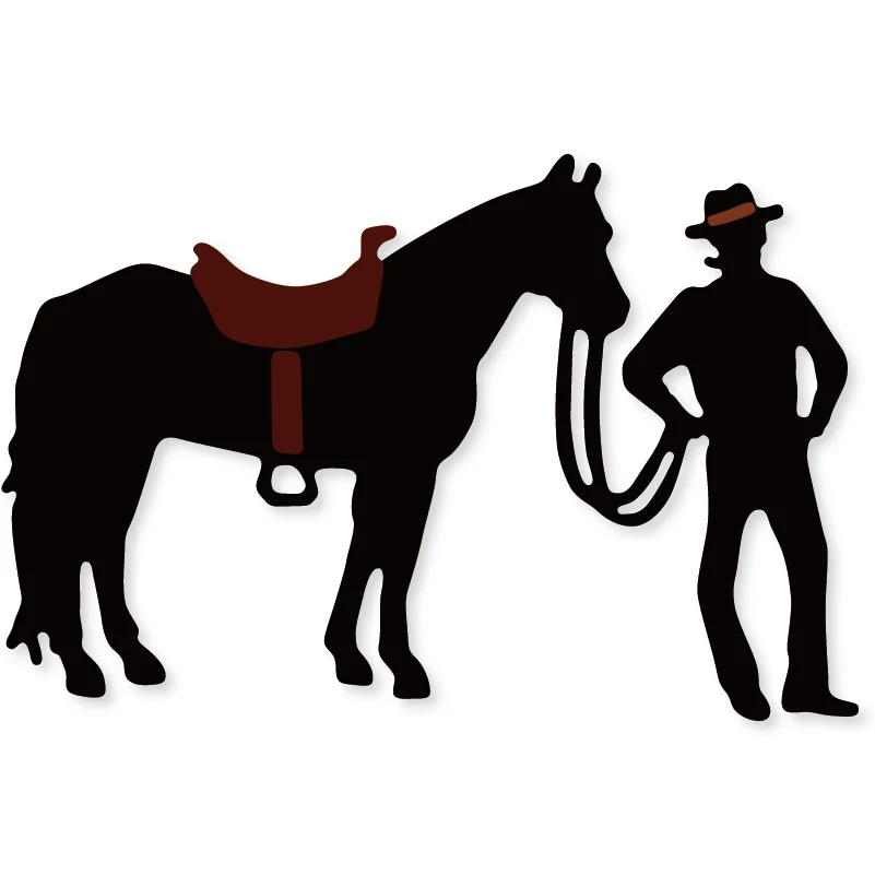 

Hemere Horse & Cowboy Frame Metal Cutting Dies Stencils for DIY Scrapbooking Craft Paper Cards Making Embossing dies