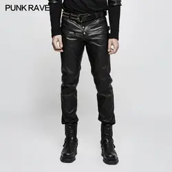 Панк рейв мужские брюки для девочек стимпанк уличная мода Стиль искусственная кожаные штаны хип хоп Длинные