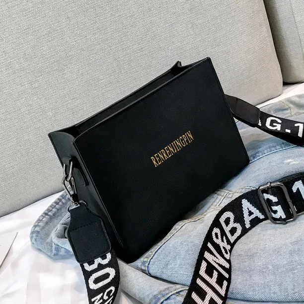 Новые женские сумки, повседневная однотонная женская сумка, трендовая сумка-мессенджер, модная Корейская версия сумки через плечо - Цвет: Black