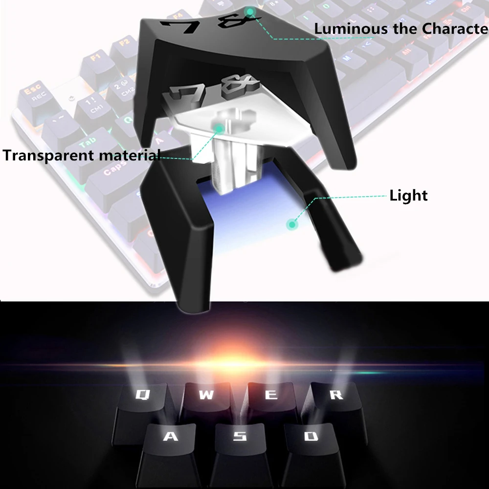  Mechanical Keyboard Backlight Gaming Keyboard 87key Anti-Ghosting Black Blue Red Switch Wired USB L