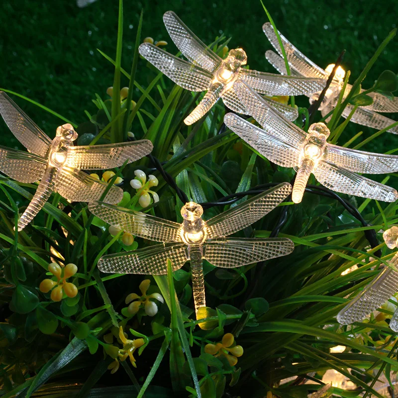 

wholesale Solar LED lights string string holiday lights Christmas lamp pendant accessories set flower bulb Dragonfly