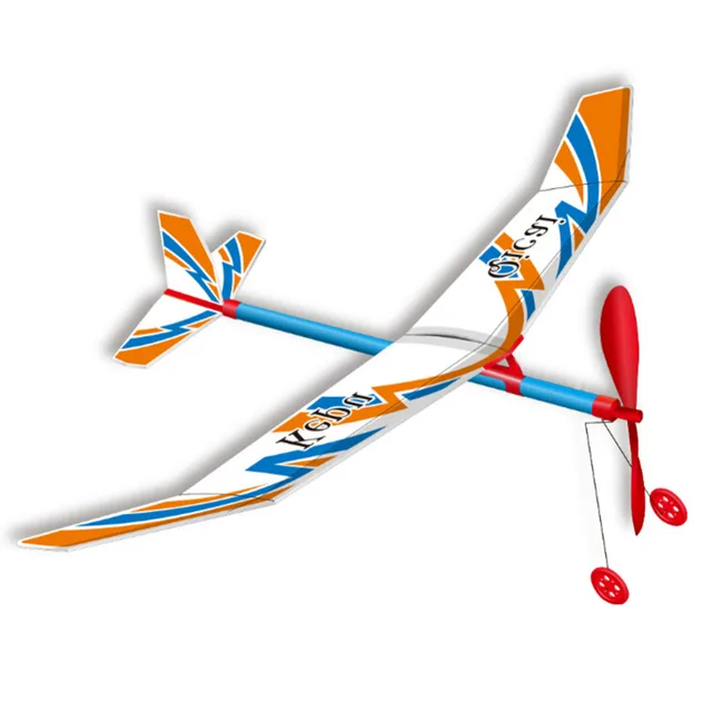 baby kids abs plastic handmade rubberband power flying aircraft airplane glider educational creative children model toys