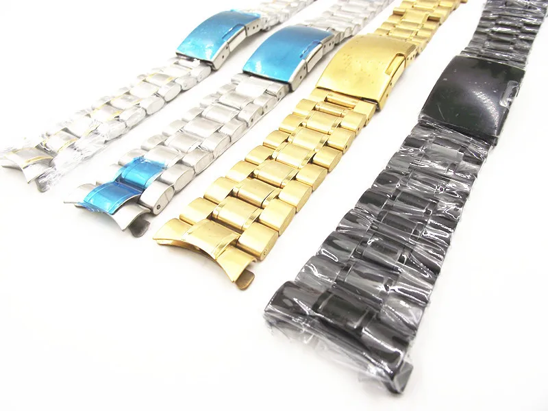 

High quality -1PCS 18MM 20MM 22MM 24MM Solid Stainless Steel Watch band curved end Watch strap 4 color available -1532705