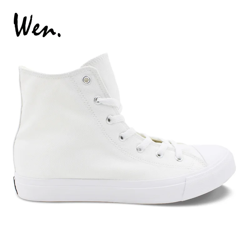 Wen Solid Color White Casual Shoes Mens Womens Vulcanized Sneakers High Top Canvas Flats Shoe Lace Up Footwear Plus Size 48 49 Wen Solid Color White Casual Shoes Mens Womens Vulcanized Sneakers High Top Canvas Flats Shoe Lace Up Footwear Plus Size 48 49