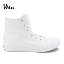 Wen Solid Color White Casual Shoes Mens Womens Vulcanized Sneakers High Top Canvas Flats Shoe Lace Up Footwear