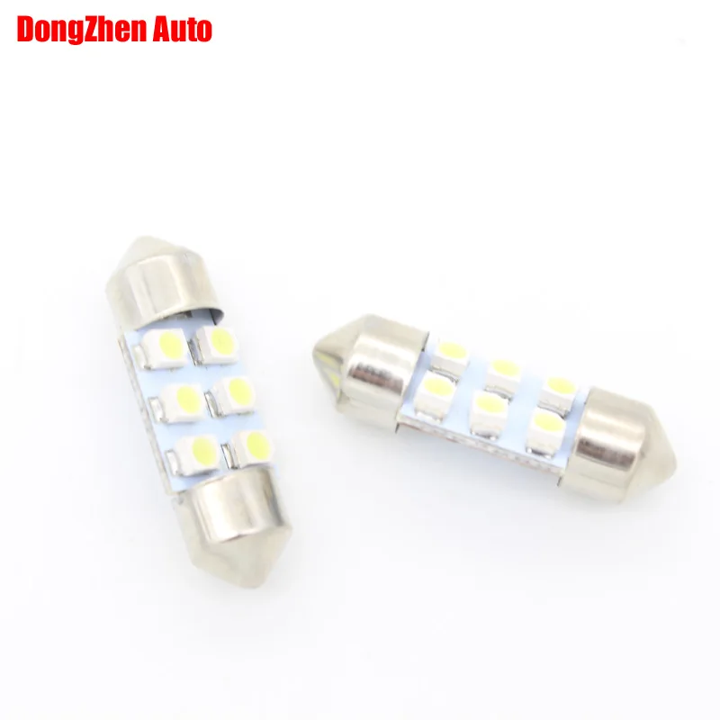 Dongzhen 50 шт. 24 В 6SMD Белый светодиодный 41 39 36 31 мм Автомобильный Купол гирлянда Интерьер лампочки авто автомобиль гирлянда номерной знак куполообразная крыша