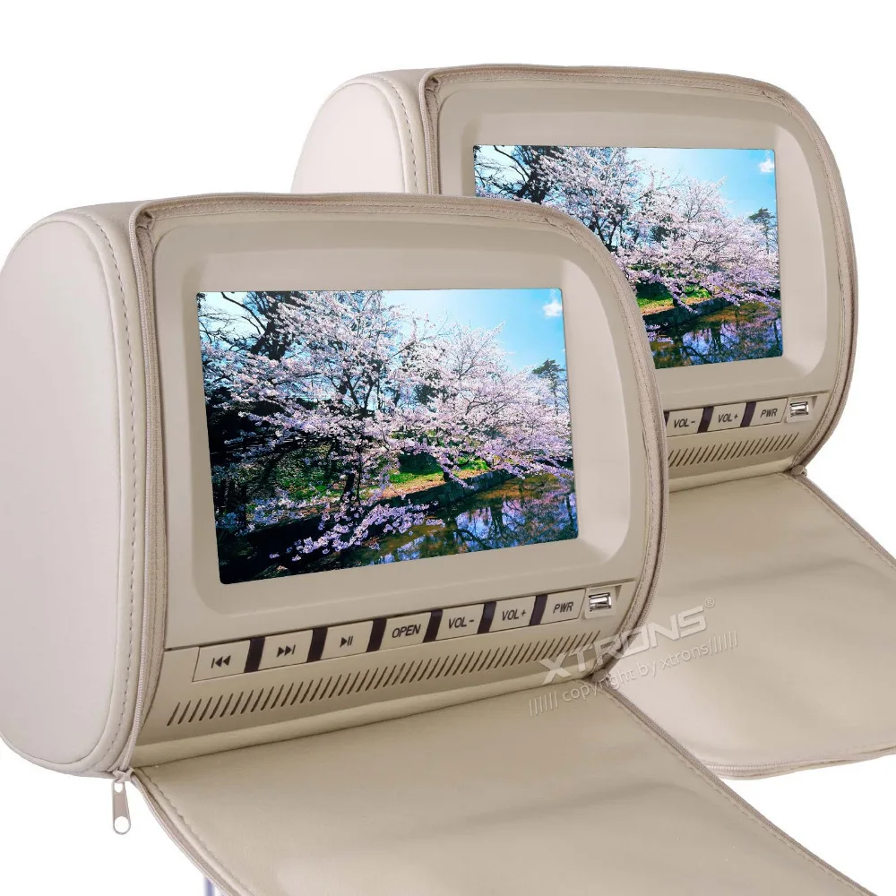 Best 2x9" Beige Color (Black & Grey Optional) Headrest Car DVD Car Headrest Monitor with DVD Buit-in Speaker 0