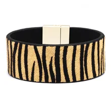 Зебра женский браслет Мода Леопард животных широкие кожаные женские браслеты винтажный браслет мужской Homme ювелирные аксессуары
