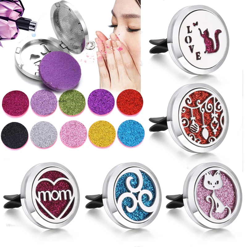 

Tree of Life Aromatherapy Car Diffuser Stainless Steel Car Air Freshener Perfume Essential Oil Diffuser Locket with Shiny Pads
