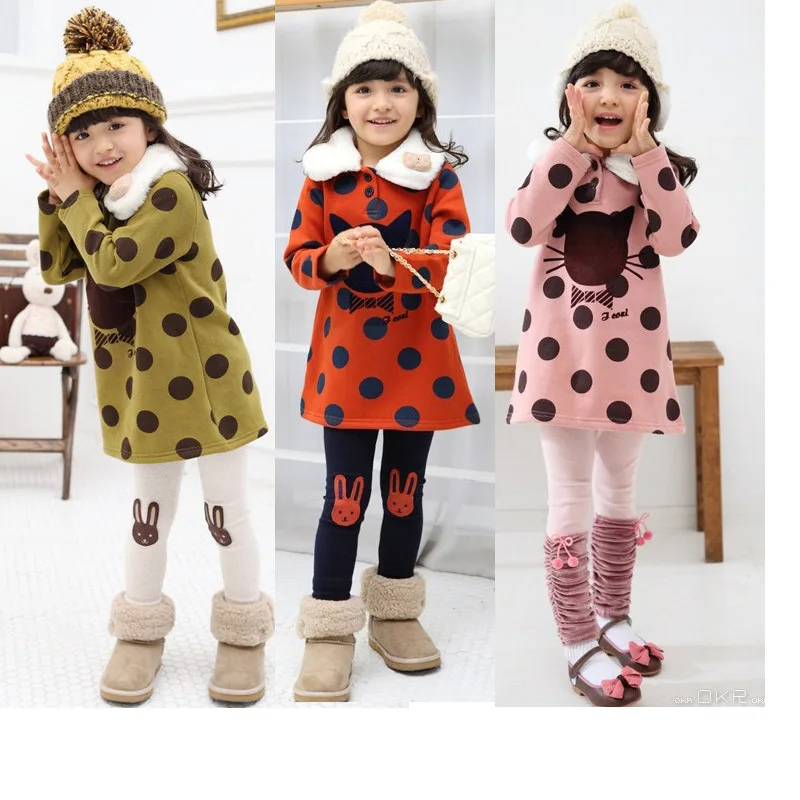 

V-TREE fleece girls t shirt thicken children's sweatshirt long section shirts for girls fur collar sweater kids girl jumper