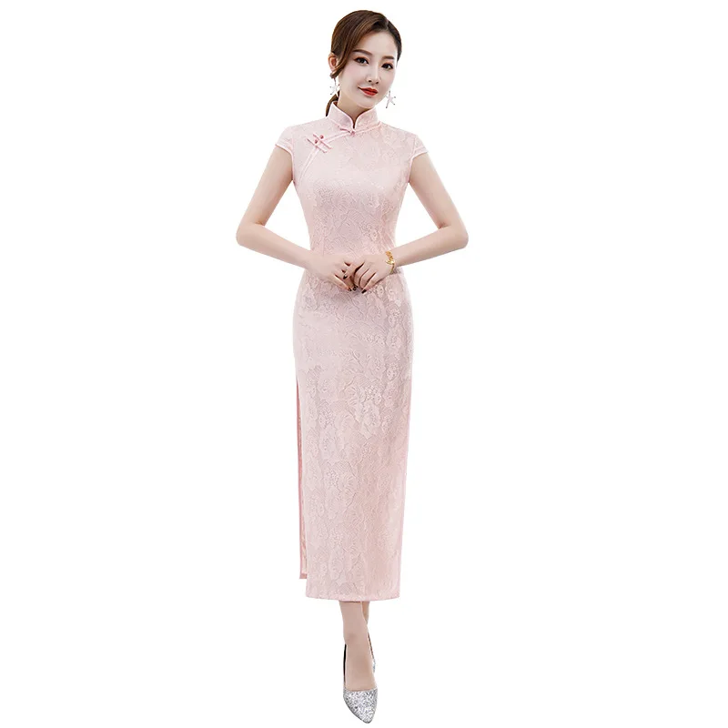 Стиль новой летней девушки стиль Cheongsam с коротким рукавом стоячий воротник Тонкий Кружева Cheongsam платья