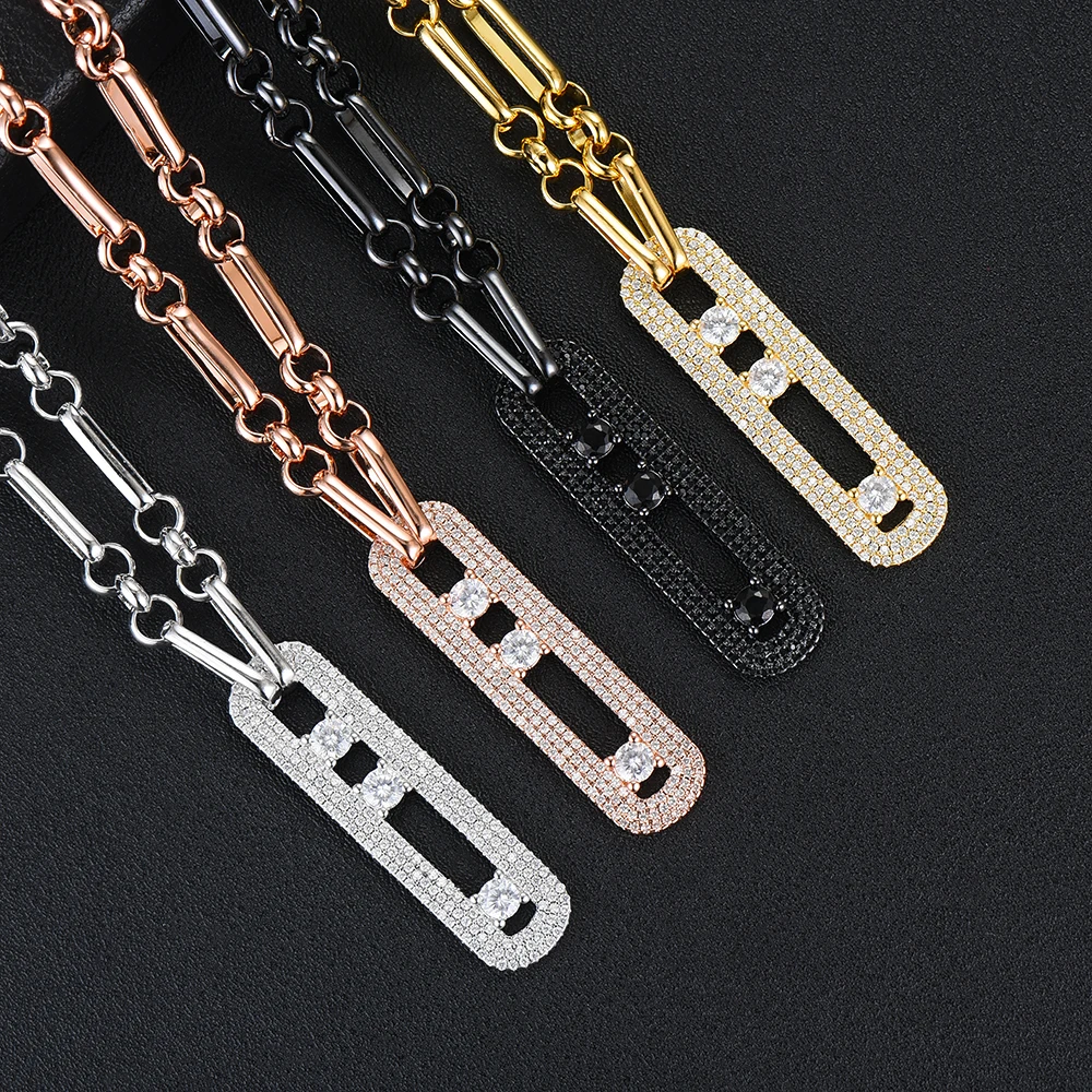 SISCATHY Trendy Geometry Link Stackable Pendant Necklace Beautiful Full Cubic Zircon Fashion Charm Women Party Jewelry Gift 2019 | Украшения